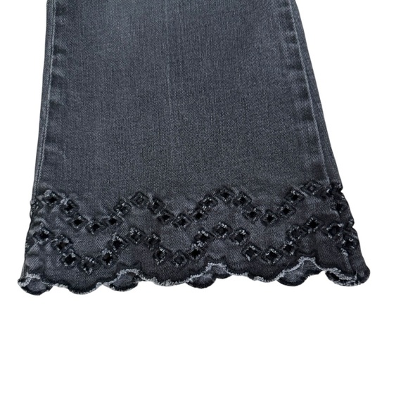 FRAME Denim  Eyelet-Hem Cropped Lacey Flared Jeans – Size 25 - Picture 2 of 8